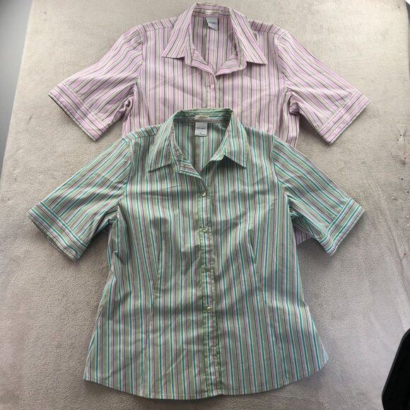 2 Old Navy Women Shirt XL Lot Of Two Vintage Casual Short Sleeve Perfect Stretch - Picture 13 of 13